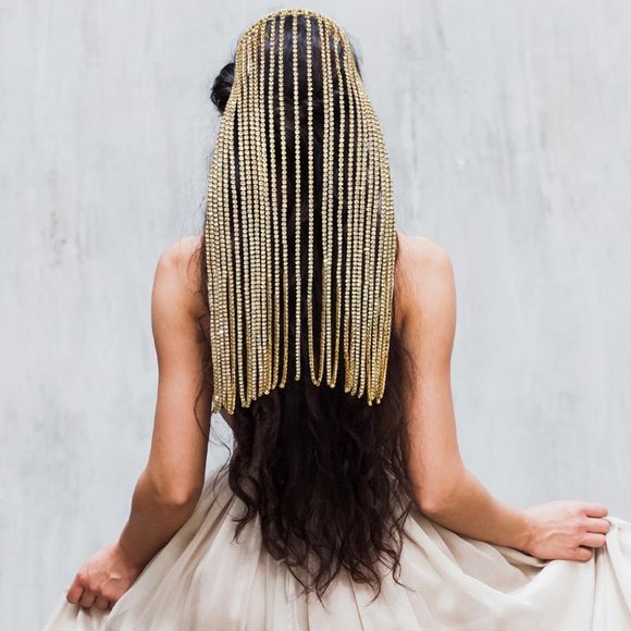 Long Dropped Stone Fringe Head Chain